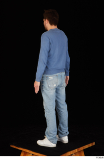 Hamza blue jeans blue sweatshirt dressed standing white sneakers whole…